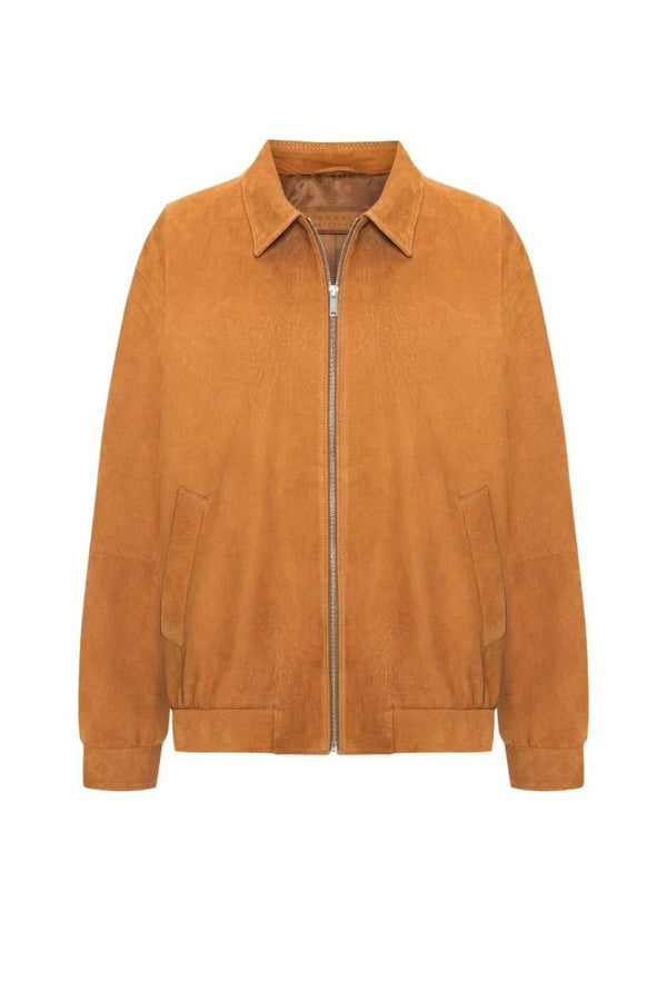 Jade Women's Oversize Nubuck Jacket - Mustard - Bigardini