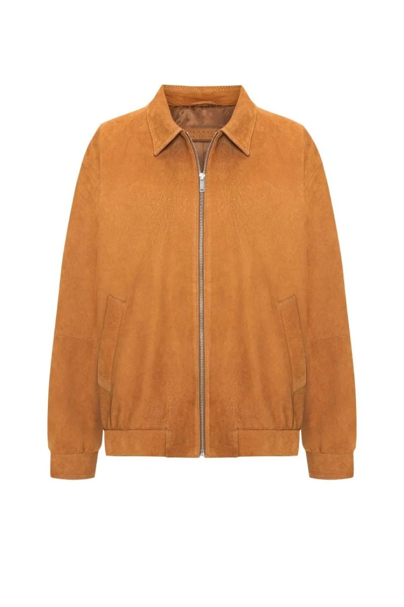 Jade Women's Oversize Nubuck Jacket - Mustard - Bigardini