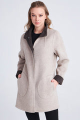 Karo Women's Reversible Cashmere Coat - Mocha/Beige - Bigardini