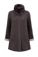 Karo Women's Reversible Cashmere Coat - Mocha/Beige - Bigardini