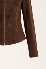 Lana Women’s Suede Jacket - Milk Brown - Bigardini
