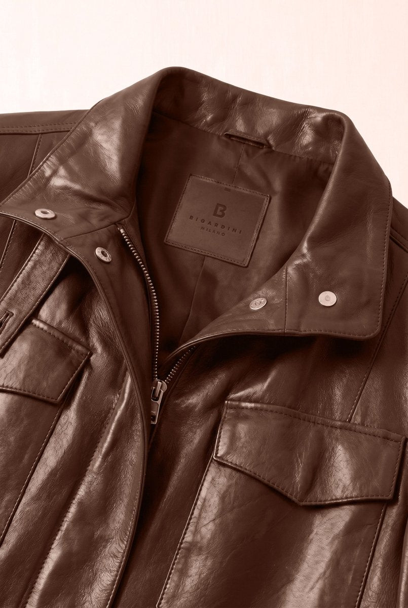 Lara Women’s Safari Leather Jacket - Cognac - Bigardini