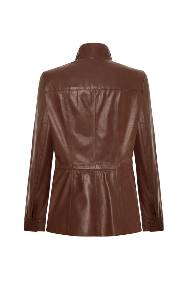 Lara Women’s Safari Leather Jacket - Cognac - Bigardini