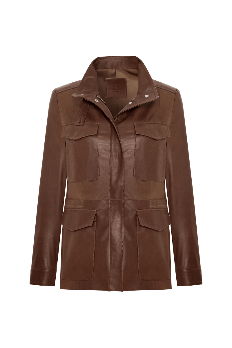 Lara Women’s Safari Leather Jacket - Cognac - Bigardini