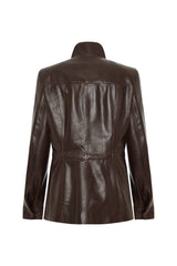 Lara Women’s Safari Leather Jacket - Dark Chocolate - Bigardini