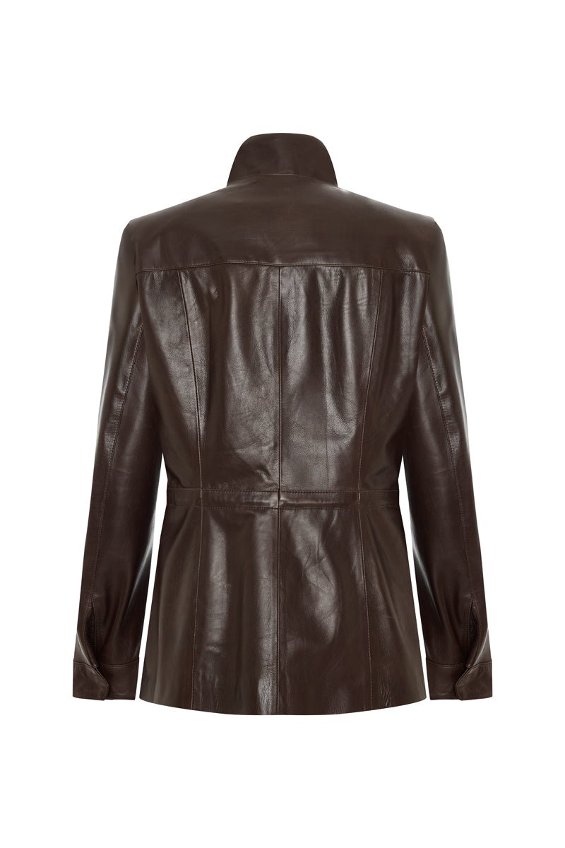 Lara Women’s Safari Leather Jacket - Dark Chocolate - Bigardini