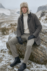 Lary Men's Shearling Sheepskin Coat - Light Gray - Bigardini