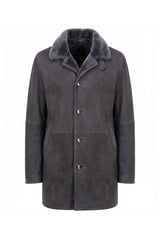 Lary Men's Shearling Sheepskin Coat - Light Gray - Bigardini