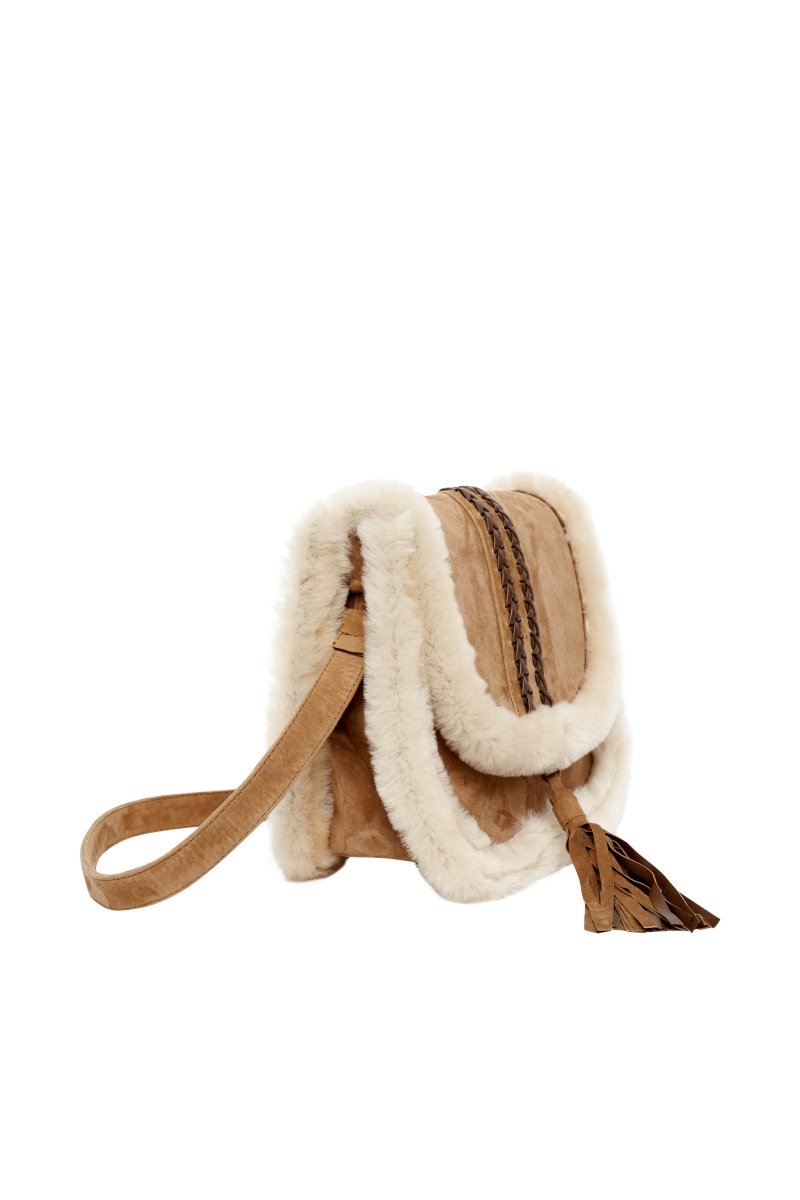 Laura Women’s Shearling Bag - Camel - Bigardini