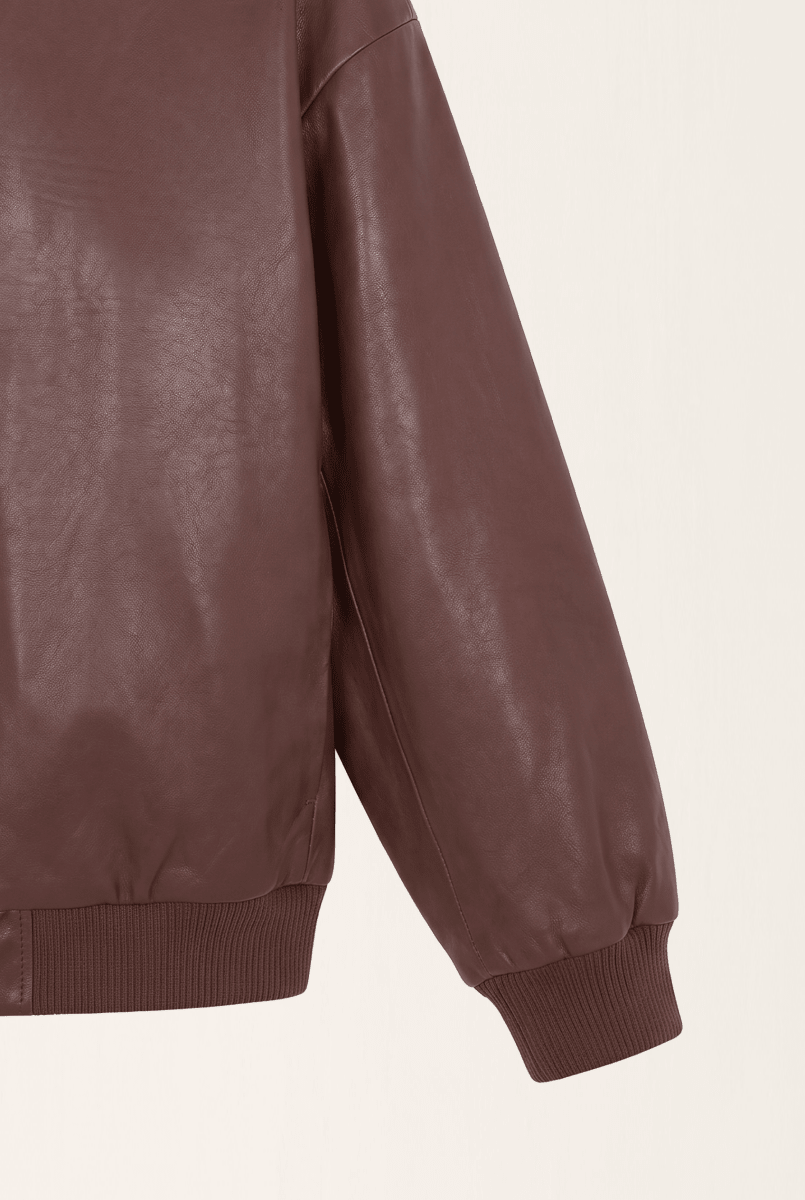 Lea Women's Oversize Bomber Leather Jacket - Cognac - Bigardini
