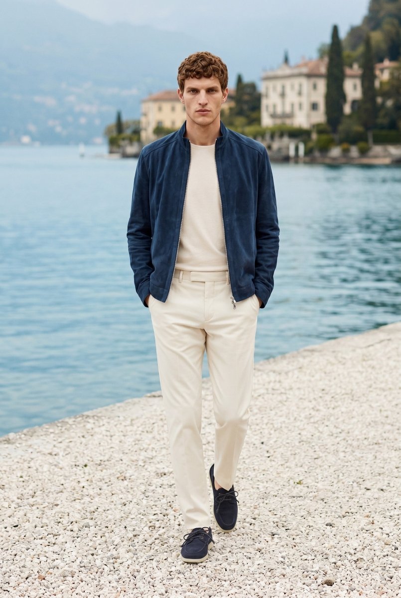 Livio Men’s Reversible Suede Jacket - Navy Blue - Bigardini