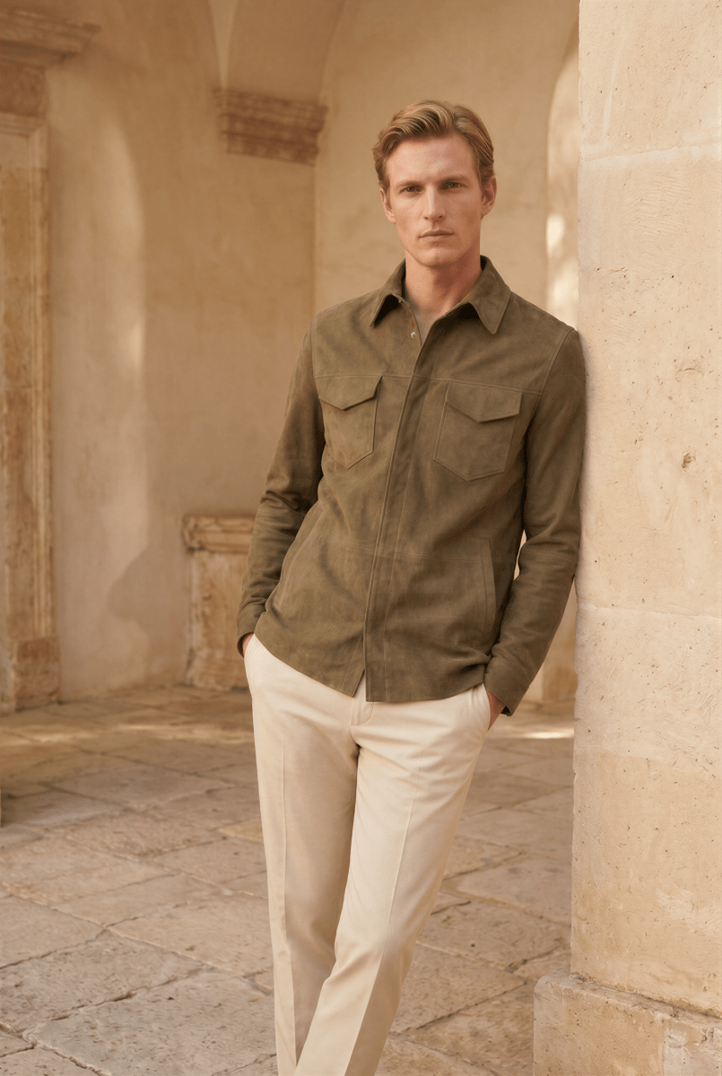 Loren Men’s Suede Shirt - Safari - Bigardini