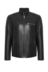 Loris Men's Black Reversible Leather Jacket - Black - Bigardini