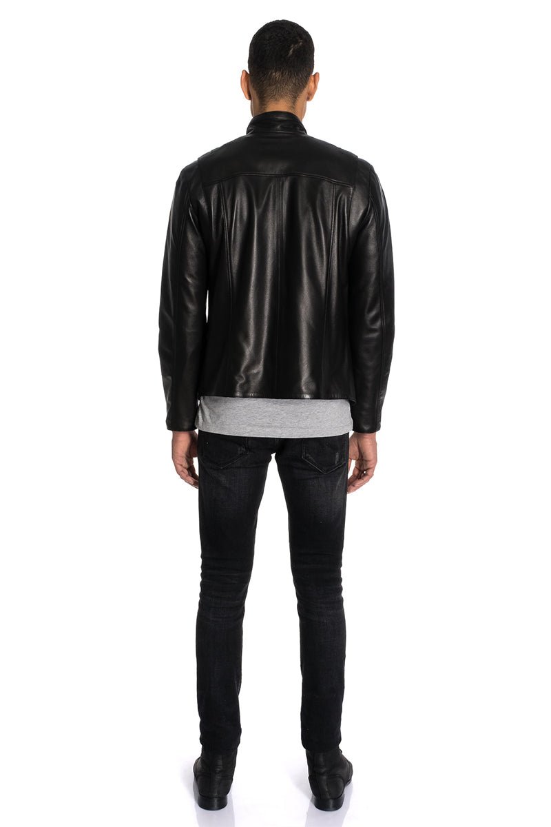 Loris Men's Black Reversible Leather Jacket - Black - Bigardini