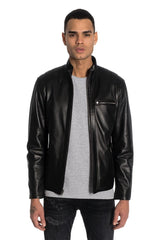 Loris Men's Black Reversible Leather Jacket - Black - Bigardini