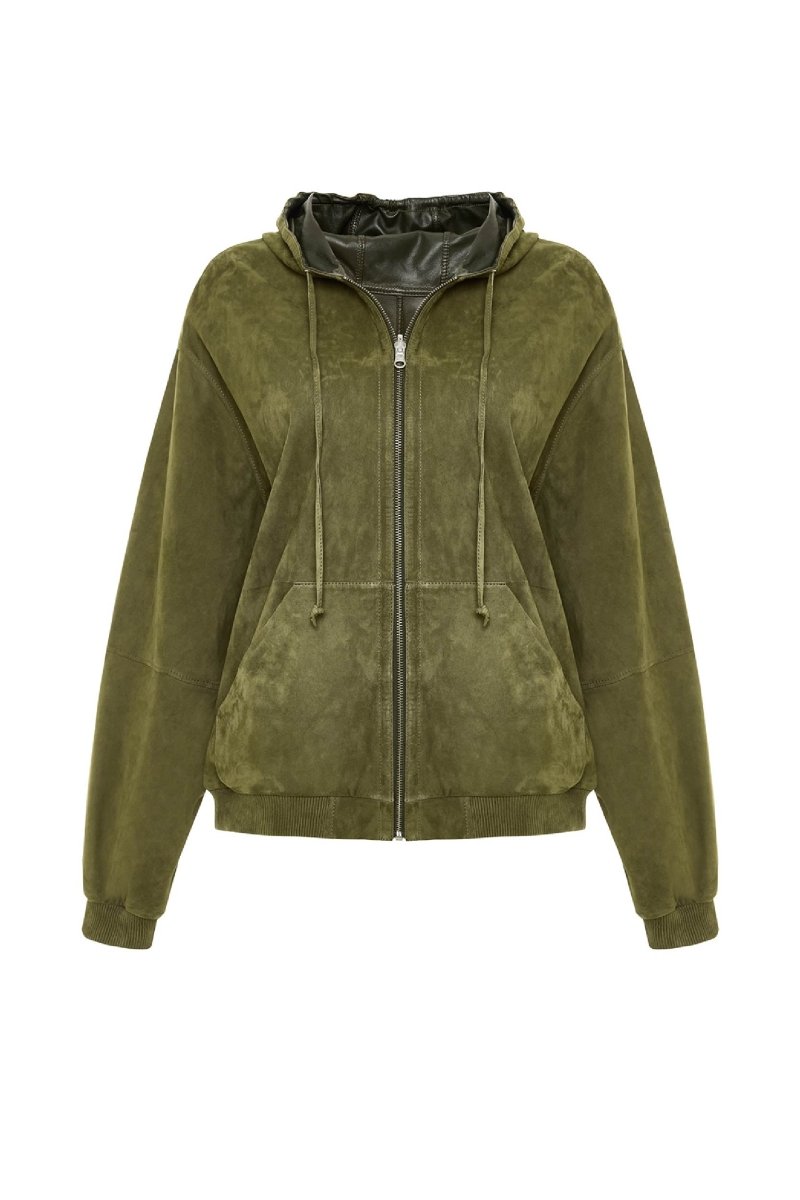 Lua Women’s Oversize Reversible Suede Jacket - Khaki - Bigardini