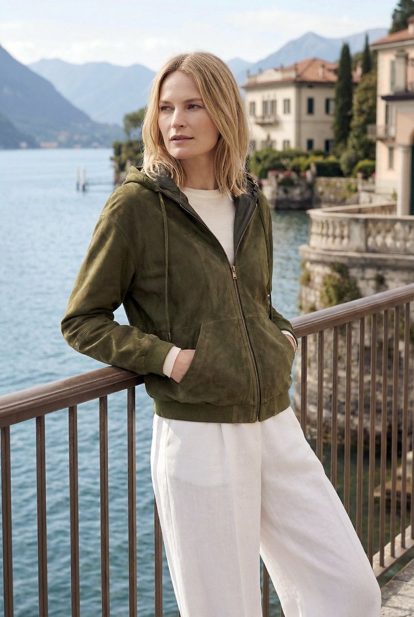 Lua Women’s Oversize Reversible Suede Jacket - Khaki - Bigardini
