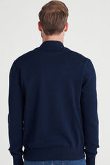 Marco Men's Suede Bomber Jacket - Navy Blue - Bigardini