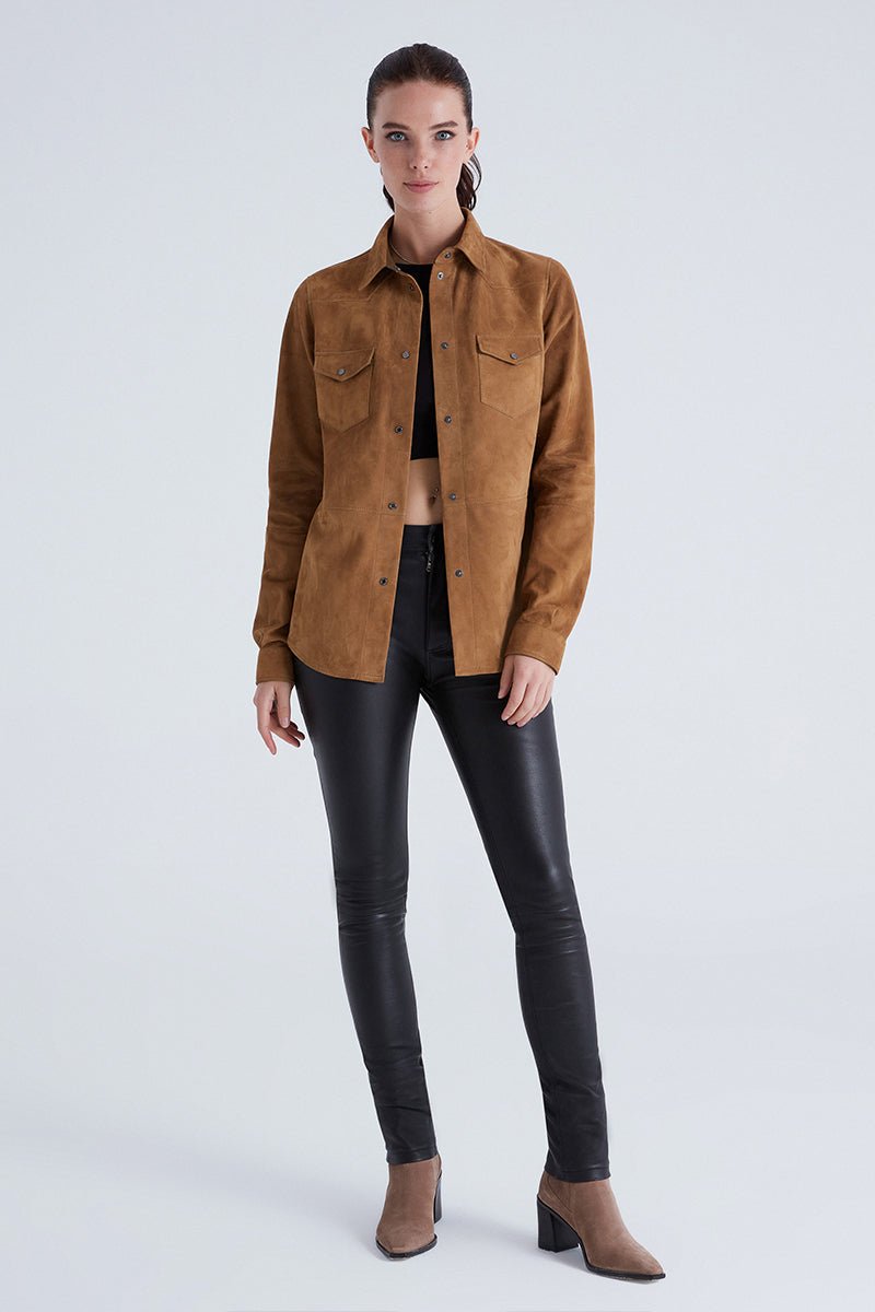 Mari Women's Suede Leather Shirt - Bigardini