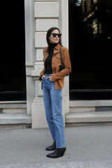 Mari Women's Suede Leather Shirt - Snuff - Bigardini