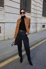 Mari Women's Suede Leather Shirt - Snuff - Bigardini