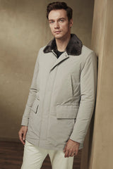 Mason Men's Waterproof Shearling Coat - Rhino Gray - Bigardini