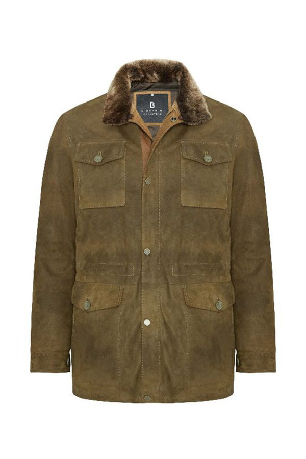 Matteo Men's Suede Padded Coat - Safari - Bigardini