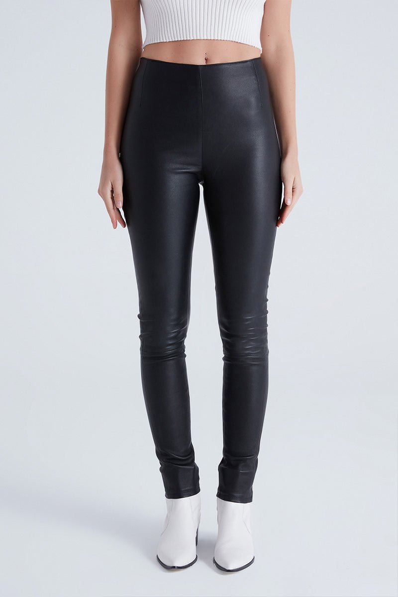 Mia Women's Leather Stretch Leggings - Black - Bigardini