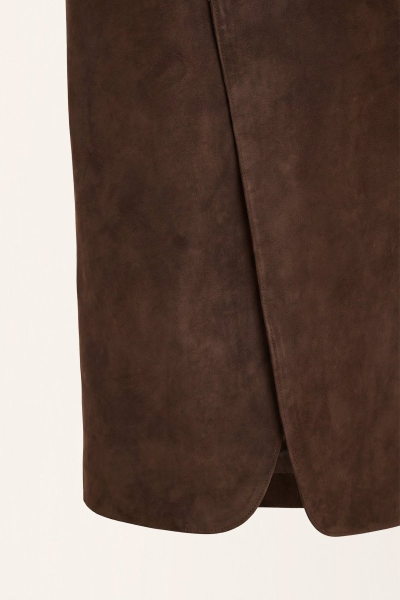 Mira Women’s Suede Long Skirt - Milk Brown - Bigardini
