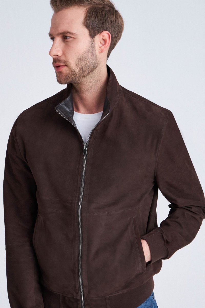Moritz Men’s Reversible Suede Jacket - Coffee - Bigardini