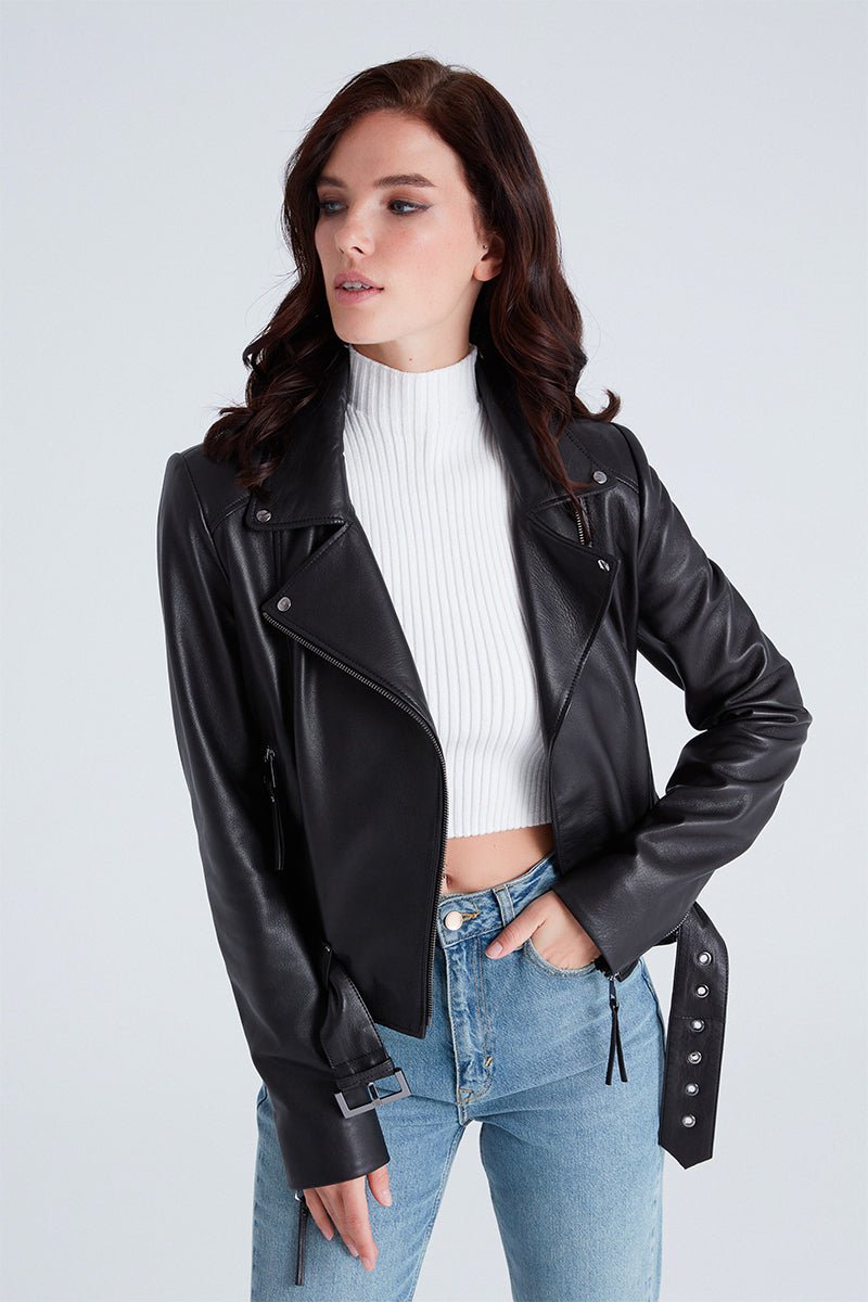 Naomi Women's Leather Biker Jacket - Bigardini