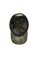 Nez Distressed Suede Baseball Cap with Shearling Lining - Olive - Bigardini