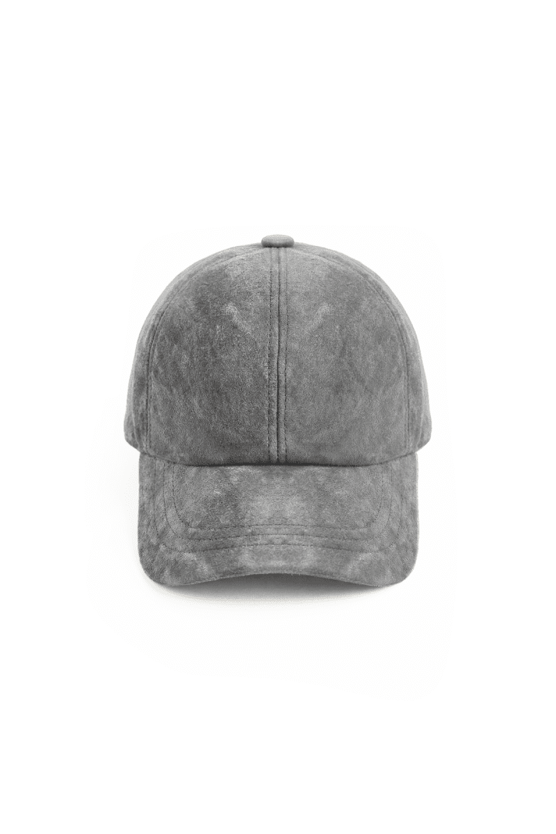 Nez Suede Baseball Cap with Shearling Lining - Gray - Bigardini