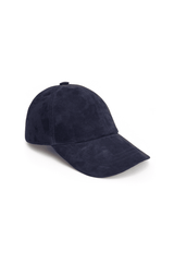 Nez Suede Baseball Cap with Shearling Lining - Navy Blue - Bigardini
