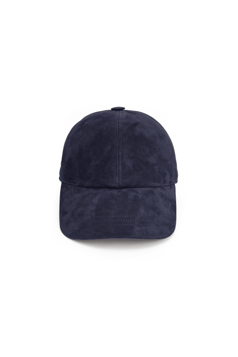 Nez Suede Baseball Cap with Shearling Lining - Navy Blue - Bigardini