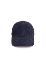 Nez Suede Baseball Cap with Shearling Lining - Navy Blue - Bigardini
