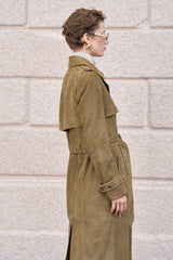 Nia Women’s Suede Trench Coat - Khaki - Bigardini