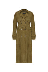 Nia Women’s Suede Trench Coat - Khaki - Bigardini