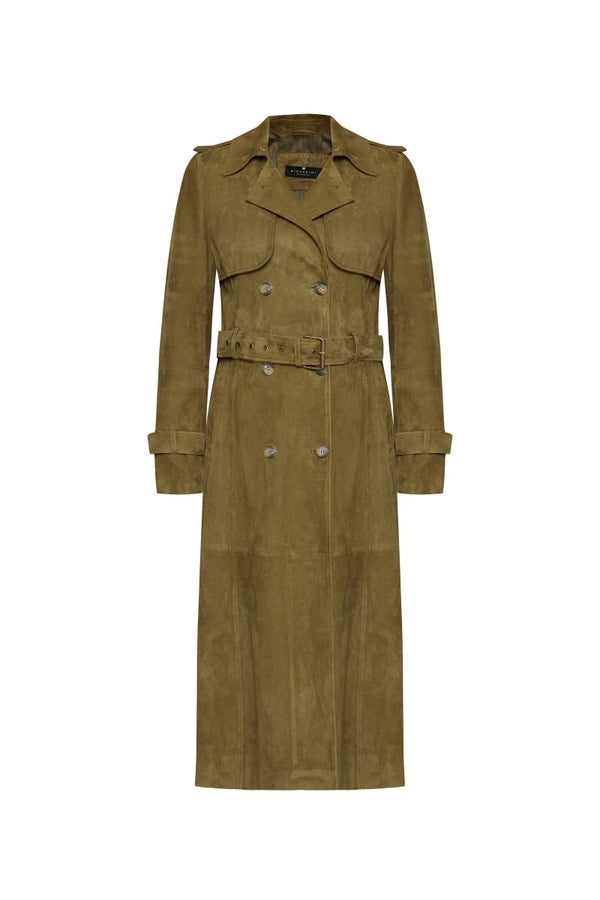 Nia Women’s Suede Trench Coat - Khaki - Bigardini