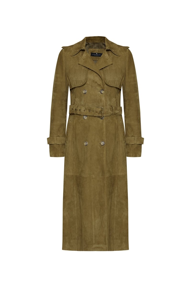 Nia Women’s Suede Trench Coat - Khaki - Bigardini