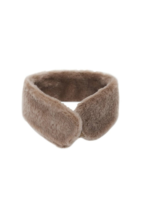 Nina Unisex Shearling Scarf - Cappuccino/Beige - Bigardini