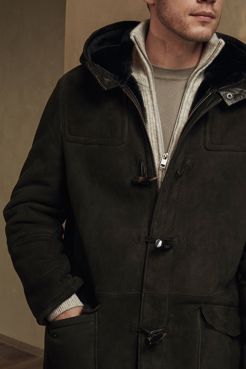 Noah Shearling Sheepskin Coat with Hood - Bigardini