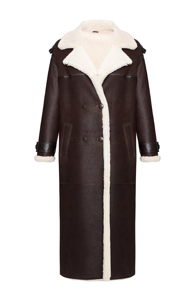 chokobo0846様 Penelope Women's Oversize Merino Shearling Coat - Dark Chocolate