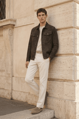 Piero Men’s Suede Jacket - Brown - Bigardini