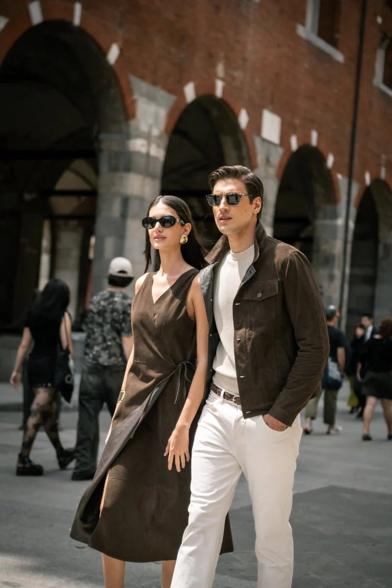 Piero Men’s Suede Jacket - Brown - Bigardini