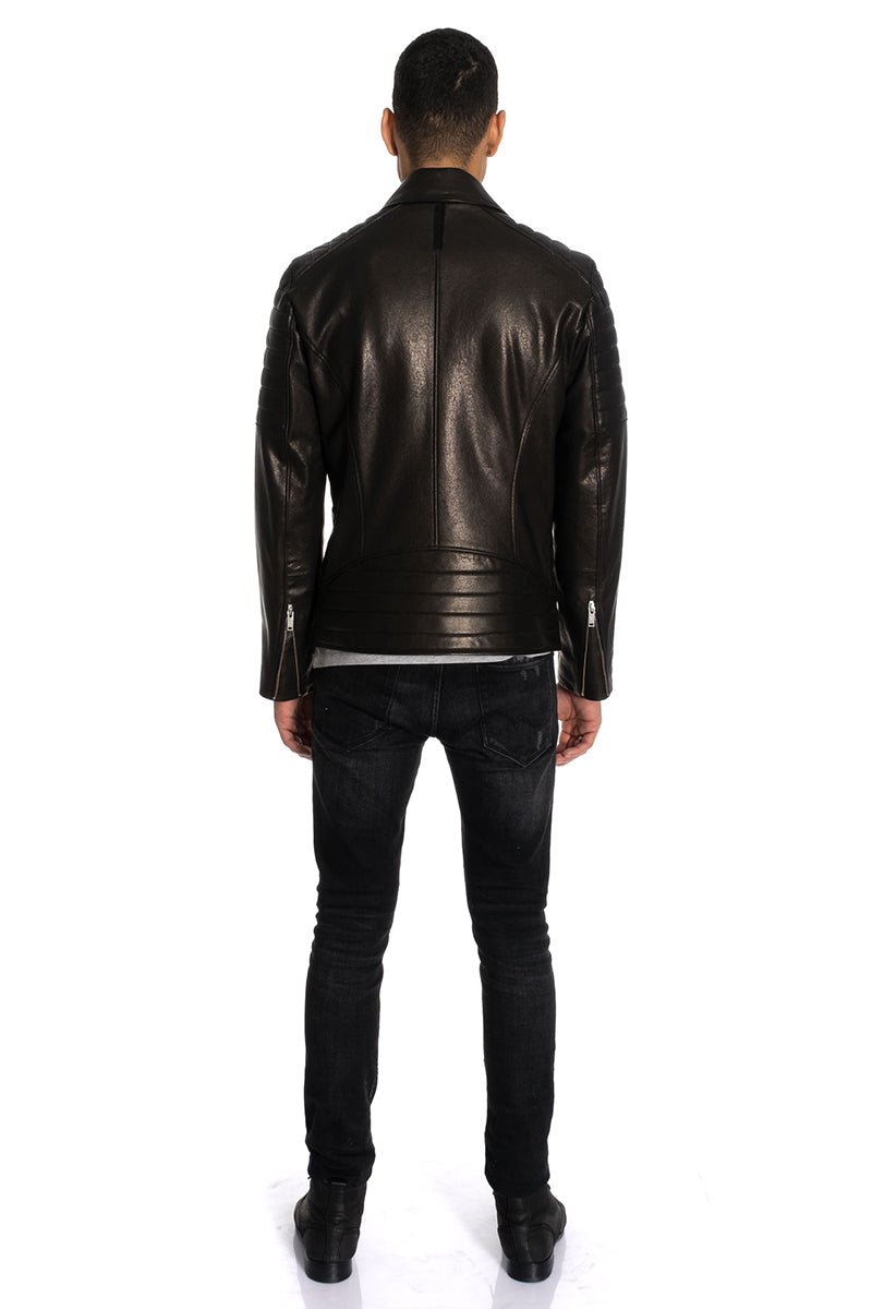 Pierre Men's Leather Biker Jacket - Black - Bigardini