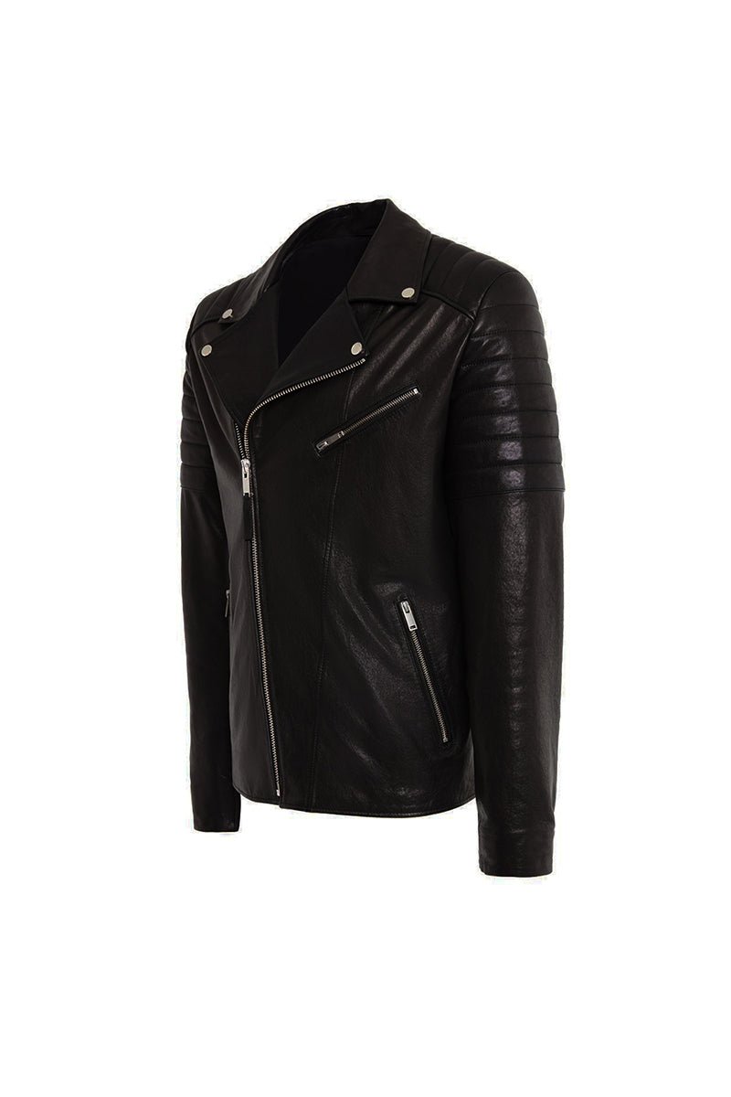 Pierre Men's Leather Biker Jacket - Black - Bigardini