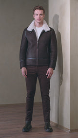 <tc>William Herren Shearling Lammfell Bomberjacke – Schokolade</tc>