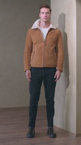 <tc>Ryan Herren Shearling Lammfell Bomberjacke – Senfgelb</tc>