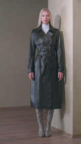Victoria Lambskin Leather Trench Coat